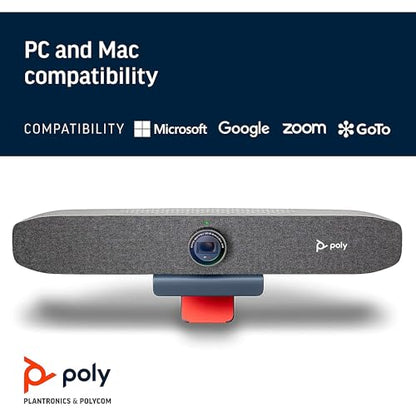 Poly Studio P15 Personal Video Bar (Plantronics + Polycom) - 4K Video Quality - Camera, Microphones & Speaker Solution with Premium Audio & Video - Certified for Zoom and Teams - style: Poly Studio P15 4K HD Webcam
