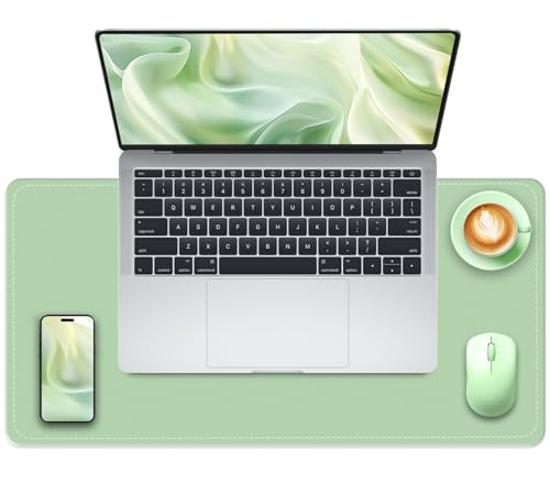 Non-Slip Desk Pad, 24" x 14" Large Mouse Pad, PU Leather Desk Mat with Suede, Laptop Desk Pad, Waterproof Keyboard Pad, Desk Blotter for Office/Home/Decor (Light Green) - color: Light Green, size: 24" x 24"
