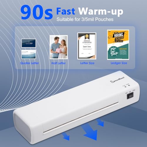 Multi-Size Laminator A4-A10 Universal Lamination Machine 90s Fast Warmup 300mm/min High Speed Laminating Hot Cold Dual System for Document Photo Home Business Office Use (Black) - color: Black