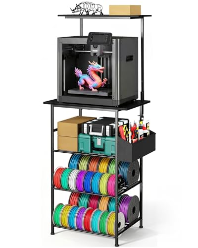Emfogo 3D Printer Stand with Filament Storage, 5 Tier 3D Printer Table with Storage Bag, 3D Printing Desk Wall Anchorage for Home Office Workshop Studio (19.7" L×16.1" W×63.8" H)