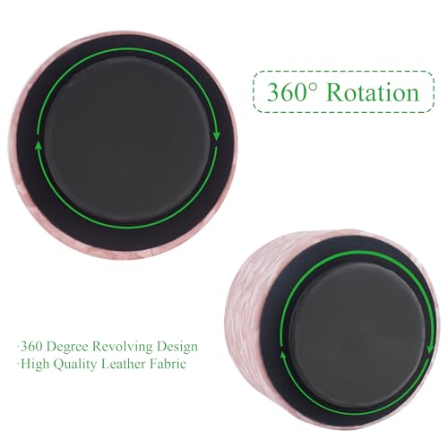 Round Leather Art Supply Organizer,Remote Control Holder,360 Degree Rotating,Multi-Functional Pencil Holder,4 Compartments Desktop Stationary Organizer(1-Camouflage Pink) - color: 1-Camouflage Pink