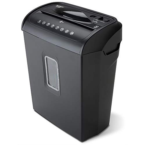 Aurora AU608MB High-Security 6-Sheet Micro-Cut Paper Credit Card Shredder with 3.5-Gallon Wastebasket, 4-Minute Continuous Running Time, Security Level P-4 - style: 6-Sheet Micro-cut