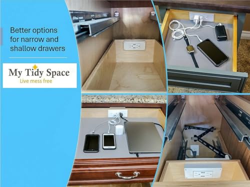 Compact (2) PD30W USB-C (2) 15 Amp in-Drawer Docking Station Outlet Plugs with Retractable Arm, White - size: (2) PD30W USB-C, style: Compact
