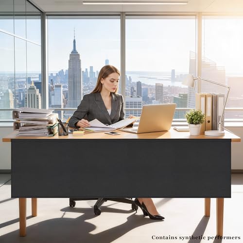 60" Under Desk Privacy Panel Self-Adhesive Modesty Panel 600D Heavy Duty Desk Skirt Privacy Divider for Office Home or Standing Workstation Concealer Shield - size: Black - 60"W