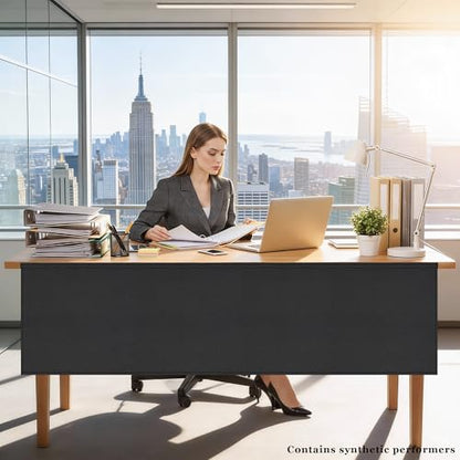 60" Under Desk Privacy Panel Self-Adhesive Modesty Panel 600D Heavy Duty Desk Skirt Privacy Divider for Office Home or Standing Workstation Concealer Shield - size: Black - 60"W