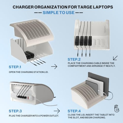 POCHAR 8-Device Universal AC Laptop Charging Station with Power Strip - size: 8 Tablet/Chromebook