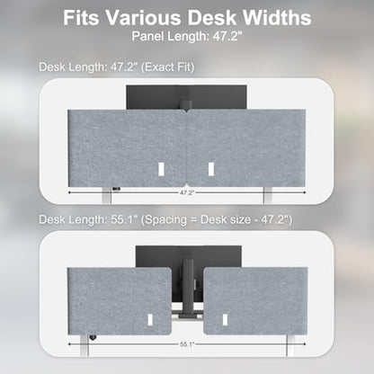 Desk Privacy Panel,2PCS L-Shaped Clamp-On Office Desk Divider,47.2" x 15.7" - color: Grey, size: 47.2" x 15.7"