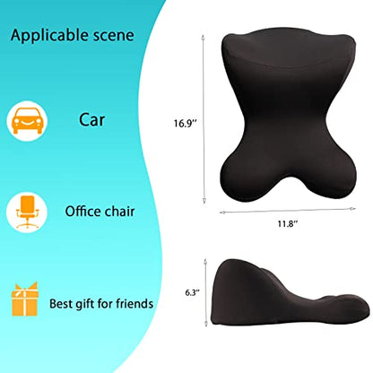 Car Neck Pillow for Driving Seat Car headrest Pillow/Gaming Chair Pillow with Adjustable Strap Removable Cover Ergonomic Design Neck Support Pillow for auto, Office Chair, Gaming Chair(Black) - color: Neck Black