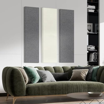 2 Pack Fiberglass Acoustic Panels 48"x12"x2" Soundproof Panels, Off White - color: Off White