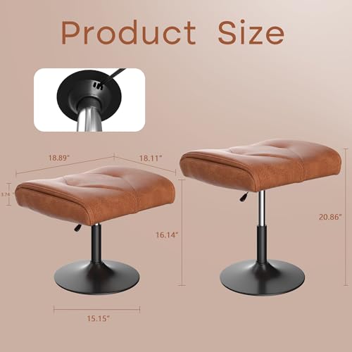 VECELO Foot Rest Under Desk Ottoman, PU Height Adjustable Footrest with Comfort Padding, Leg Rest for Desk for Relieving Leg Pain, Stiffness, and etc, Brown - color: Brown
