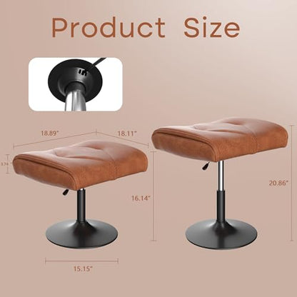 VECELO Foot Rest Under Desk Ottoman, PU Height Adjustable Footrest with Comfort Padding, Leg Rest for Desk for Relieving Leg Pain, Stiffness, and etc, Brown - color: Brown