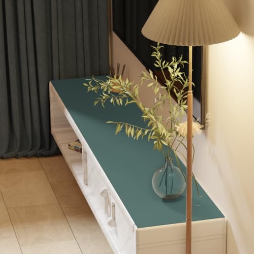 Faux Leather Table Cover,1.8mm Thick,17x72 Inch Desk Cover,Dresser Cover Top,Dresser Protector Top,Dresser Cover,End Table Cover.(Aqua Blue+Gray,17x72) - color: Aqua Blue+gray, size: 17" x 72"