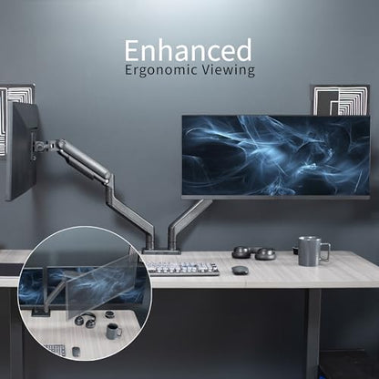 VIVO Heavy Duty Dual Ultra-Wide Monitor Desk Mount, Mechanical Spring Height Adjustable Stand for 2 Ultrawide Screens up to 45 inches, 44 lbs Capacity per Arm, Black, STAND-V200D