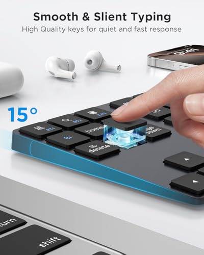JOYEKY Wireless Number Pad Bluetooth Numeric Keypad for Laptop | Number Pad for Laptop,USB-C Rechargeable,34-Keys Bluetooth Numeric Keypad - size: L330