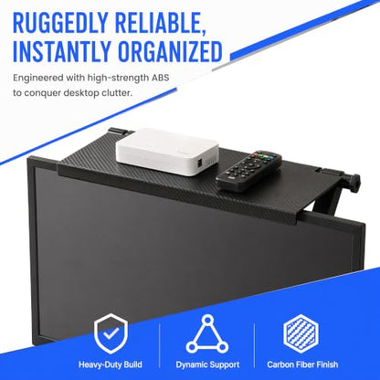 13 Inch Adjustable Screen Top Shelf Organizer for TV Computer Monitor Flat Screen, Large TV Mount Top Shelf Used To Place Soundbar Cable Box Speakers Apple TV Play-station Camera Frames Remote - size: 13-Inch