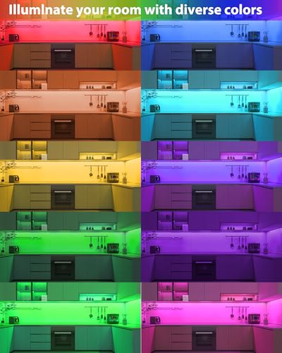 ASOKO 200 Lumens RGB Under Cabinet Light Plug in, 3 Pack - color: Multicolor RGB, size: Manual switch-3 pack