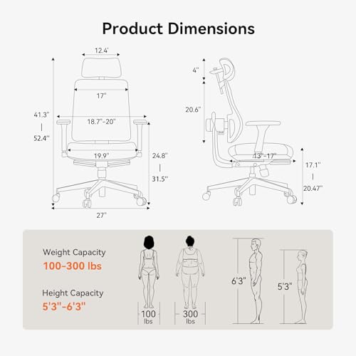 Newtral Ergonomic Office Chair, Auto-Following Lumbar Support Desk Chair with Footrest (Grey, 5D Headrest) - color: Grey, size: 5D Headrest