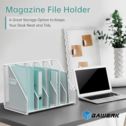 MINDEPOT Desk File Organizer Folder Holder with 5 Vertical for Office White - color: White
