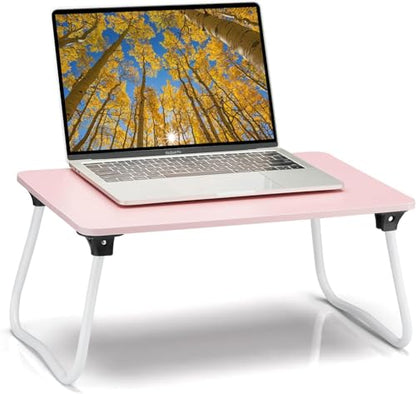 Ruxury Foldable Lap Desk Laptop Stand Bed Desk Table Tray, Breakfast Serving Tray, Portable & Lightweight Mini Table, Lap Tablet Desk for Sofa Couch Floor - Pink - color: Matte Pink
