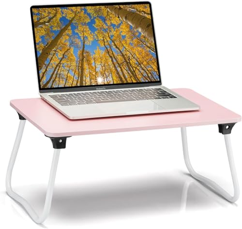 Ruxury Foldable Lap Desk Laptop Stand Bed Desk Table Tray, Breakfast Serving Tray, Portable & Lightweight Mini Table, Lap Tablet Desk for Sofa Couch Floor - Pink - color: Matte Pink