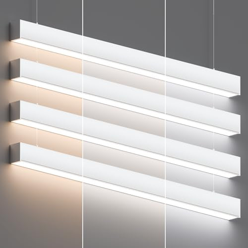 JTT 4FT LED 4Pack White Linear Light,50W/40W/30W Linkable Office Light - color: White 4 Pack（4FT）