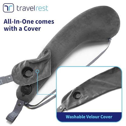 TRAVELREST All-in-One Travel Neck Support & Body Pillow - Grey - color: Grey, size: Premium (With Cover)