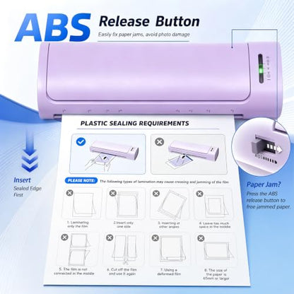 13 Inch Laminator Machine, 11x17 Hot & Cold Thermal Laminator, A3 11-in-1 Laminating Machine with 30 Sheets, 60s Warm-Up, Never-Jam Design Lamination for Teachers, Home, School & Office -Purple - color: Purple