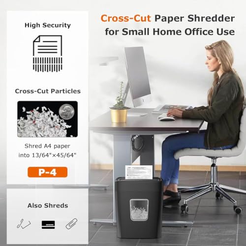 Bonsaii 9-Sheet Crosscut Paper Shredder for Home, P-4 Security Level