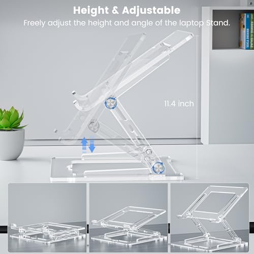 Laptop Stand for Desk, Portable Acrylic Laptop Riser, Ergonomic Adjustable Computer Stand Holder for Notebook MacBook Air Pro, Dell XPS, HP (10-17.3'') - color: A-White