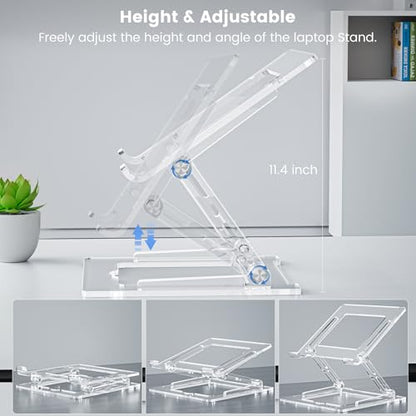 Laptop Stand for Desk, Portable Acrylic Laptop Riser, Ergonomic Adjustable Computer Stand Holder for Notebook MacBook Air Pro, Dell XPS, HP (10-17.3'') - color: A-White