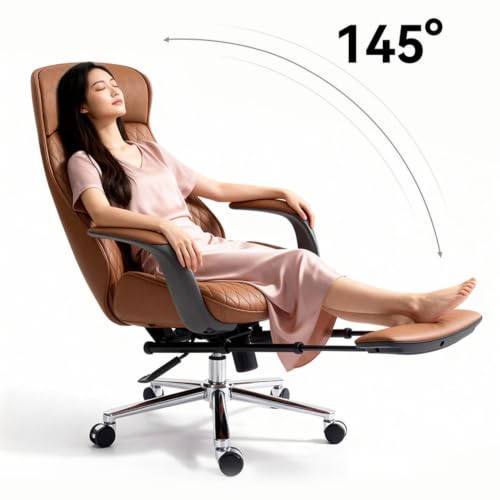 High-Back Office Executive Chair Ergonomic Office Chair with Footrest Adjustable Swivel with Lumbar Support Armrest for Home - color: Black