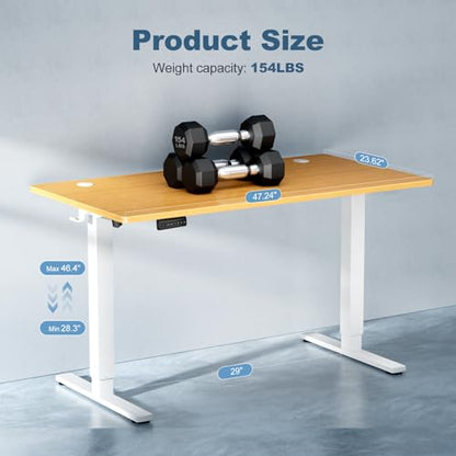 DUMOS 48 Inch Electric Standing Desk, Memory Adjustable Home Office Desk - color: Natural Oak, size: 48-Inch