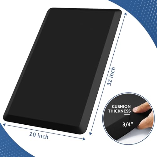 0.8" Thick Kitchen Mat Cushioned Anti Fatigue Rug Comfort Floor Mats - color: Black, size: 32"L x 20"W x 0.8"Th