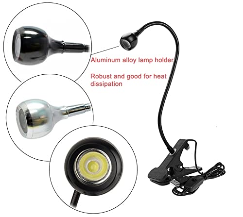 LED Desk Lamp Clip On Light,360°Flexible Gooseneck and Clamp Reading Light - color: Aa Silver