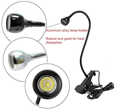 LED Desk Lamp Clip On Light,360°Flexible Gooseneck and Clamp Reading Light - color: Aa Silver