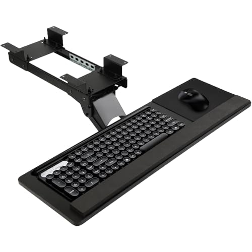 Keyboard Tray Under Desk,360° Adjustable Slide Out Keyboard Tray Under Desk | with Mouse Pad & Wrist Rest，Ergonomic Large Size Keypad Tray Holder， Suitable for Office/Game/Home