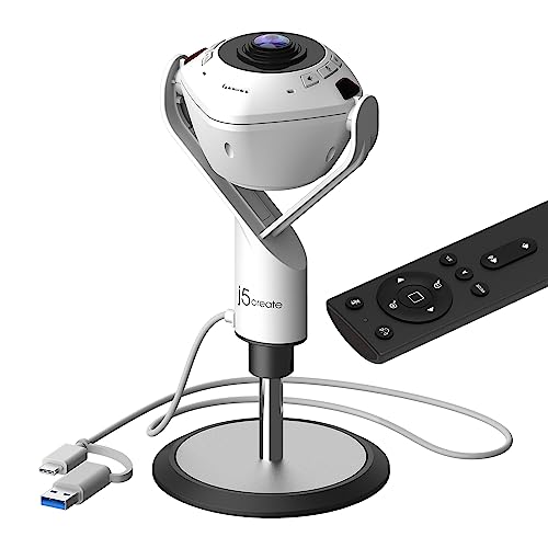 j5create 360 All Around AI-Powered Conference Room Camera with Speakerphone, Smart-Tracking, Auto-Framing, Include a Remote Control (JVU368) | Speakerphone, Smart-Tracking, Auto-Framing, Include a Remote Control (JVU368)