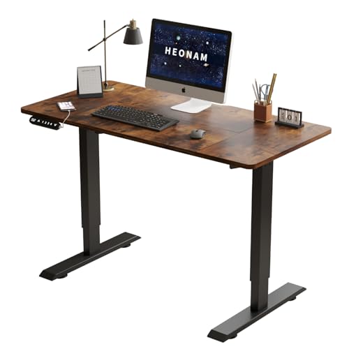 48 Inch Electric Standing Desk with USB Charging Port, Height Adjustable Sit Stand Desk with Memory Presets, Spacious Desktop and Sturdy Metal Frame for Home Office - color: Rustic Brown, size: 48 x 24'' (Rectangular, Single Motor)