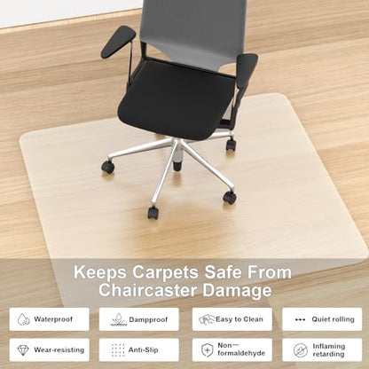 Office Chair Mat for Hardwood Floor,28"X30" Smooth Glide Slip Resistant Desk Chair Mat Hard Wood Floor Protector,Stay in Place Plastic Computer Chair Mats for Rolling Office Chairs Not for Carpet