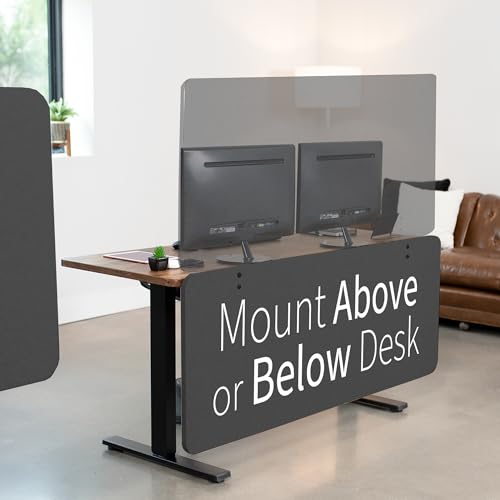 VIVO Dark Gray Clamp-on 108 x 24 inch Privacy Panel, PP-3-V108D | 60 x 24 inch (x1), 24 x 24 inch (x2), Sound Absorbing Cubicle Desk Divider, 3 Acoustic Partitions - color: Dark Gray, size: 108"