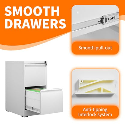 Metal File Cabinet with Drawer Heavy Duty Locking File Cabinets | Home Office Steel Filing Cabinet Vertical File Cabinets for Legal/Letter Size File,Assembly Required - color: White, size: 28.8"H-2 drawers