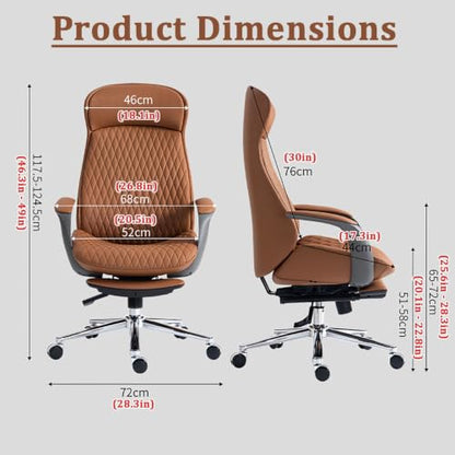 High-Back Office Executive Chair Ergonomic Office Chair with Footrest Adjustable Swivel with Lumbar Support Armrest for Home - color: White