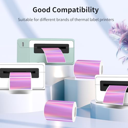 3x2 Inch Holographic Thermal Labels, Pink Thermal Sticker Labels, Rainbow Glitter Stickers for Price, Barcode, Mailing, Name, DIY Custom Logo Design, 200 Pcs/1 Roll - color: Holographic Pink, size: 2*3 inch