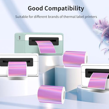 3x2 Inch Holographic Thermal Labels, Pink Thermal Sticker Labels, Rainbow Glitter Stickers for Price, Barcode, Mailing, Name, DIY Custom Logo Design, 200 Pcs/1 Roll - color: Holographic Pink, size: 2*3 inch