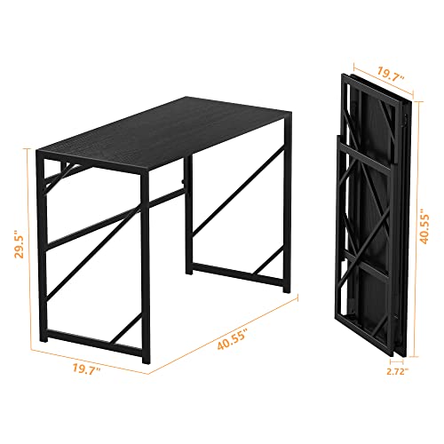Elephance Folding Desk Writing Computer Desk for Home Office No-Assembly - color: Black, size: 39.4 Inch