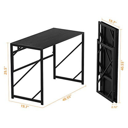 Elephance Folding Desk Writing Computer Desk for Home Office No-Assembly - color: Black, size: 39.4 Inch