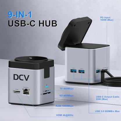 USB C Laptop Docking Station, 9 in 1 Hub with MagSafe Charger, Silver Gray - color: Silver Gray