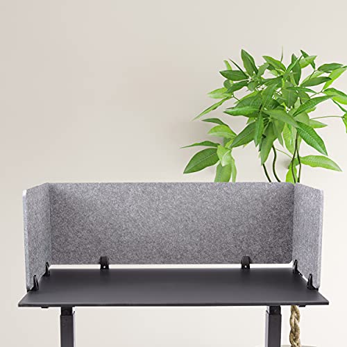 ReFocus™ Raw Clamp-On Acoustic Desk Divider – Reduce Noise and Visual Distractions with This Lightweight Desk Mounted Privacy Panel (Castle Gray, 47.25" x 16", 23.6" x 16", & 23.6" x 16") - color: Castle Gray, size: 48" x 16" + 24" x 16"