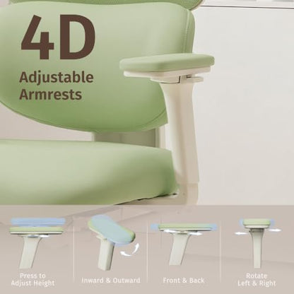 WELAX Ergonomic Office Chair with Lumbar Support, High Back Home Desk Chair with 3D Headrest & 4D Armrests, S3 Pro Ergonomic Mesh Office Chair with Footrest, Gaming & Executive Computer Chairs, Green - color: Cloud Green, size: With 16.5'' Footrest