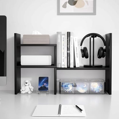 Jerry & Maggie Adjustable Rotatable Wood Desktop Display Shelf Black - color: Black